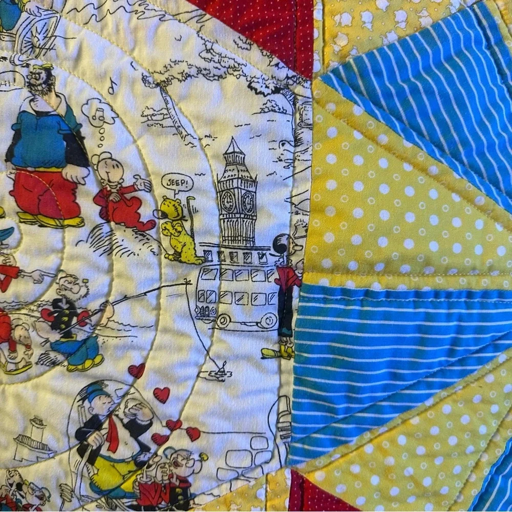 Popeye Colorful Geometric Pattern Quilt size 40” x 46”